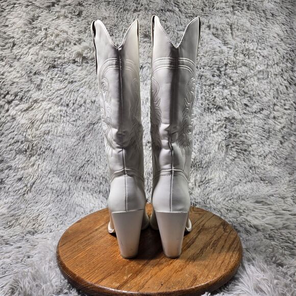 Isnom Women Size 7.5 Knee High Embroidered Chunky Heeled Western Cowgirl Boots - Picture 5 of 14